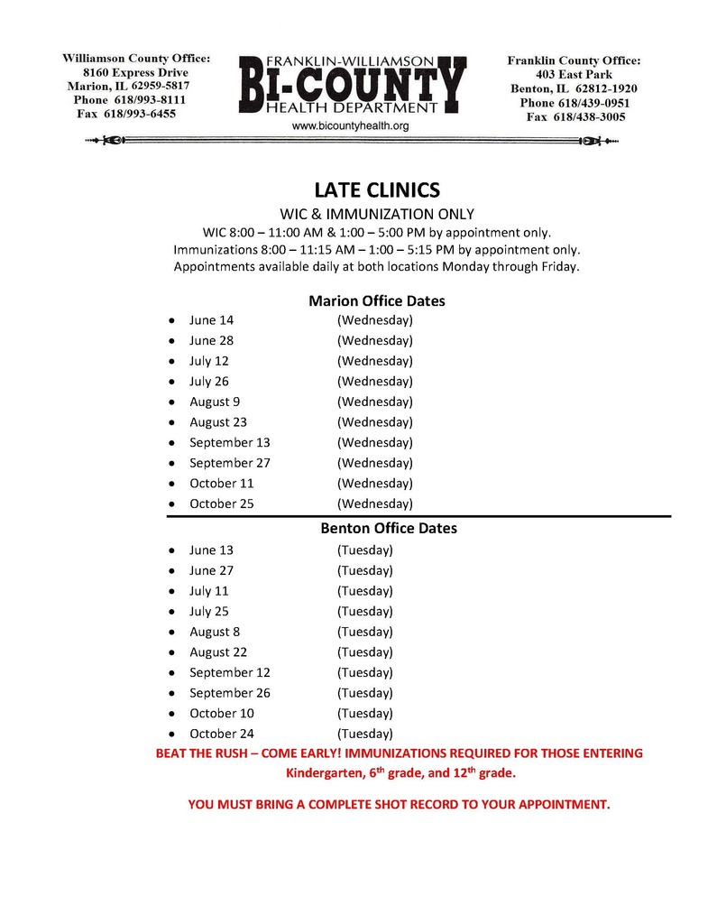 Bi-County Late Clinics