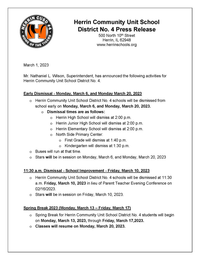March 2023 Key Dates