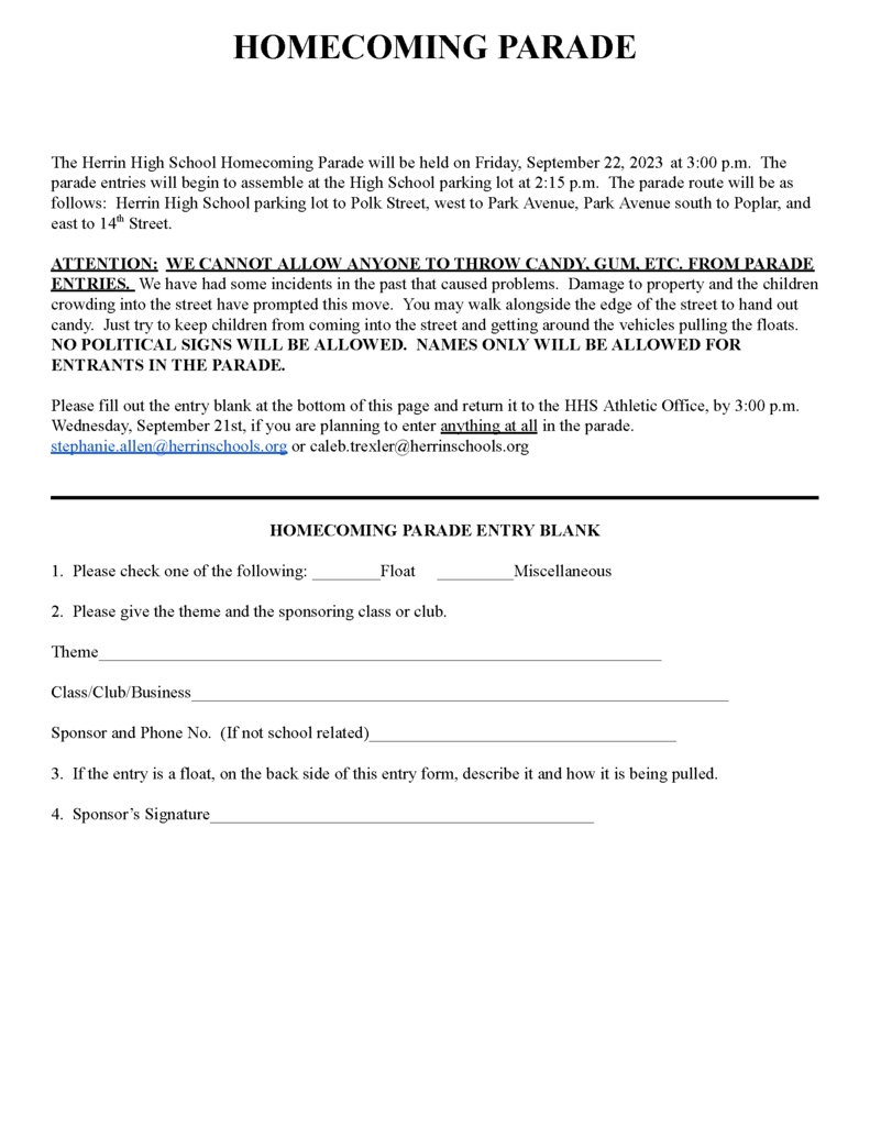 Parade Registration