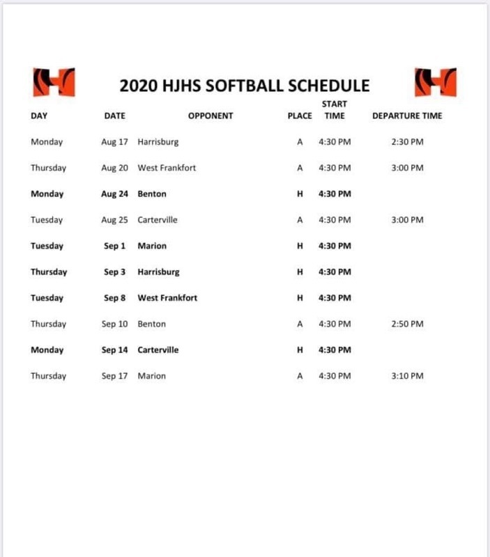 Softball Schedule 2020