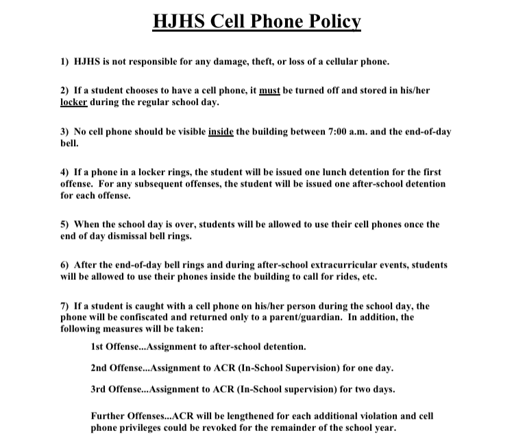 HJHS Student Cell Phone Policy Herrin Junior High School